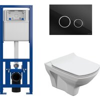 Cersanit Carina New Clean On с инстал. Link Pro (с кнопкой Twins 64117 стекло черный)