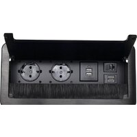 AKS Atlas USB выдвижной (2 розетки, черный)