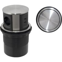 AKS Nova Tor USB выдвижной (3 розетки, сталь)