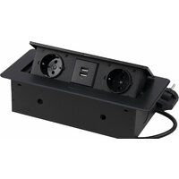 AKS Nova USB выдвижной (2 розетки, черный)