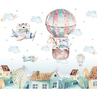 ФабрикаФресок Детские Звери над городом 793270 (300x270)