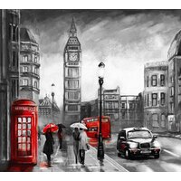 ФабрикаФресок Живопись. Черно-белый Акварельный Лондон. БигБен 1173270 (300x270) Image #1