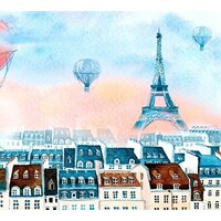 ФабрикаФресок Живопись. Акварельный Разноцветный Париж 1163270 (300x270)