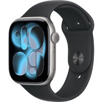 Apple Watch Series 11 46 мм (алюминиевый корпус, космический серый/черный, спортивный силиконовый ремешок M/L)