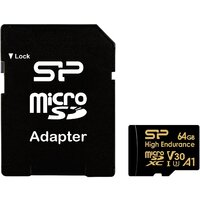 Silicon-Power Golden Series High Endurance microSDXC SP064GBSTXDV3V1HSP 64GB (с адаптером)