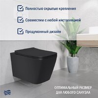 Lauter Magdeburg с жестким сиденьем Soft Close 21103EC (черный матовый, скрытое крепление) Image #2