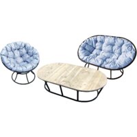 M-Group Мамасан, Папасан и стол 12130409 (черный/серая подушка)