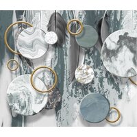 ФабрикаФресок Перья и мраморные круги 923270 (300x270)