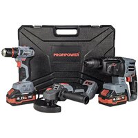 Profipower ProfiSet-3E18 E0247 (шуруповерт, перфоратор, болгарка, 2 АКБ, кейс)