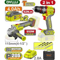 Dyllu DTCK20273 (шуруповерт, болгарка, 2 АКБ, кейс)