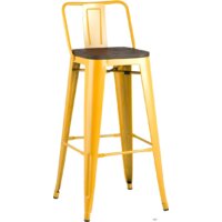 Stool Group Tolix со спинкой YD-H765E-W LG-06 (желтый глянцевый/темное дерево)