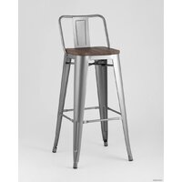 Stool Group Tolix со спинкой YD-H765E-W YG-15 (серебристый матовый/темное дерево) Image #2