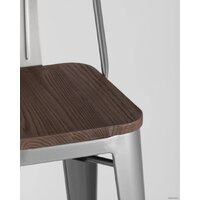 Stool Group Tolix со спинкой YD-H765E-W YG-15 (серебристый матовый/темное дерево) Image #9
