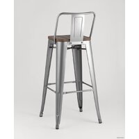 Stool Group Tolix со спинкой YD-H765E-W YG-15 (серебристый матовый/темное дерево) Image #5