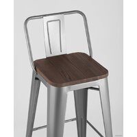 Stool Group Tolix со спинкой YD-H765E-W YG-15 (серебристый матовый/темное дерево) Image #7