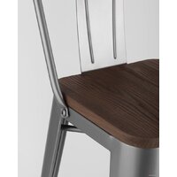 Stool Group Tolix со спинкой YD-H765E-W YG-15 (серебристый матовый/темное дерево) Image #8