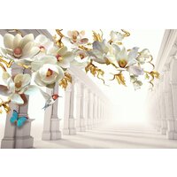 ФабрикаФресок 3D Абстракция. Золотые Цветы. Бабочки и Колонны 1024270 (400x270) Image #1