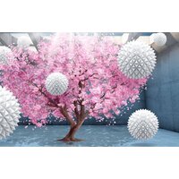 ФабрикаФресок 3D Шары на фоне сакуры 834270 (400x270)