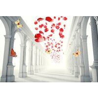 ФабрикаФресок 3D Абстракция. Бабочки. Колонны и Розы 1034270 (400x270)
