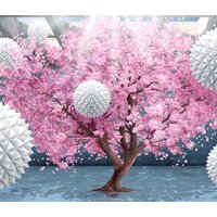 ФабрикаФресок 3D Шары на фоне сакуры 833270 (300x270) Image #1