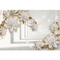 ФабрикаФресок 3D Абстракция. Бабочки Цветы и Туннель 1044270 (400x270)