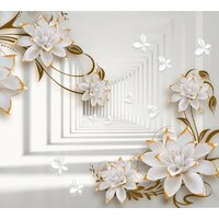 ФабрикаФресок 3D Абстракция. Бабочки Цветы и Туннель 1043270 (300x270)