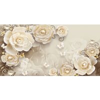 ФабрикаФресок 3D Цветы с бабочками 875270 (500x270)