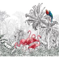 ФабрикаФресок Контрастные фламинго и попугаи 283270 (300x270)