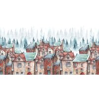 ФабрикаФресок Акварельные Домики для детей 125265 (500x265)