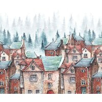 ФабрикаФресок Акварельные Домики для детей 123265 (300x265) Image #1