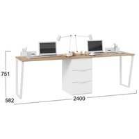 Трия Порто СМ-393.15.013 с тумбой (белый жемчуг/яблоня беллуно/белый софт) Image #2