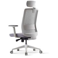 Bestuhl S30 White Pl с подголовником и рег. подлокотником (черная сетка/серая ткань) Image #3