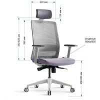 Bestuhl S30 White Pl с подголовником и рег. подлокотником (черная сетка/серая ткань) Image #17